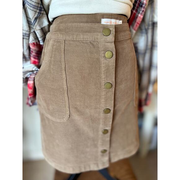 Tory Burch Dresses & Skirts - TORY BURCH Lucitano Corduroy Mini Skirt Color Beachwood Coffee Sz 14 Women’s